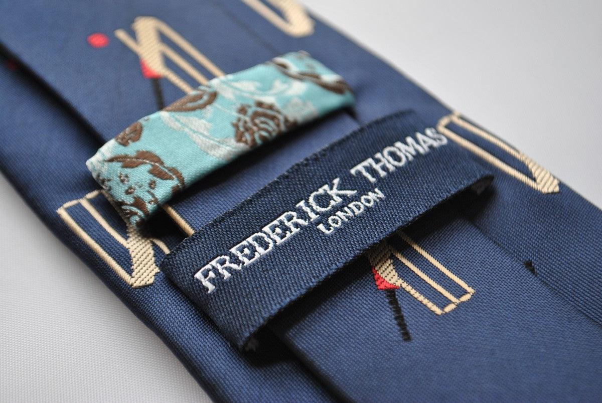 navy tie with cricket stumps design - Image 3