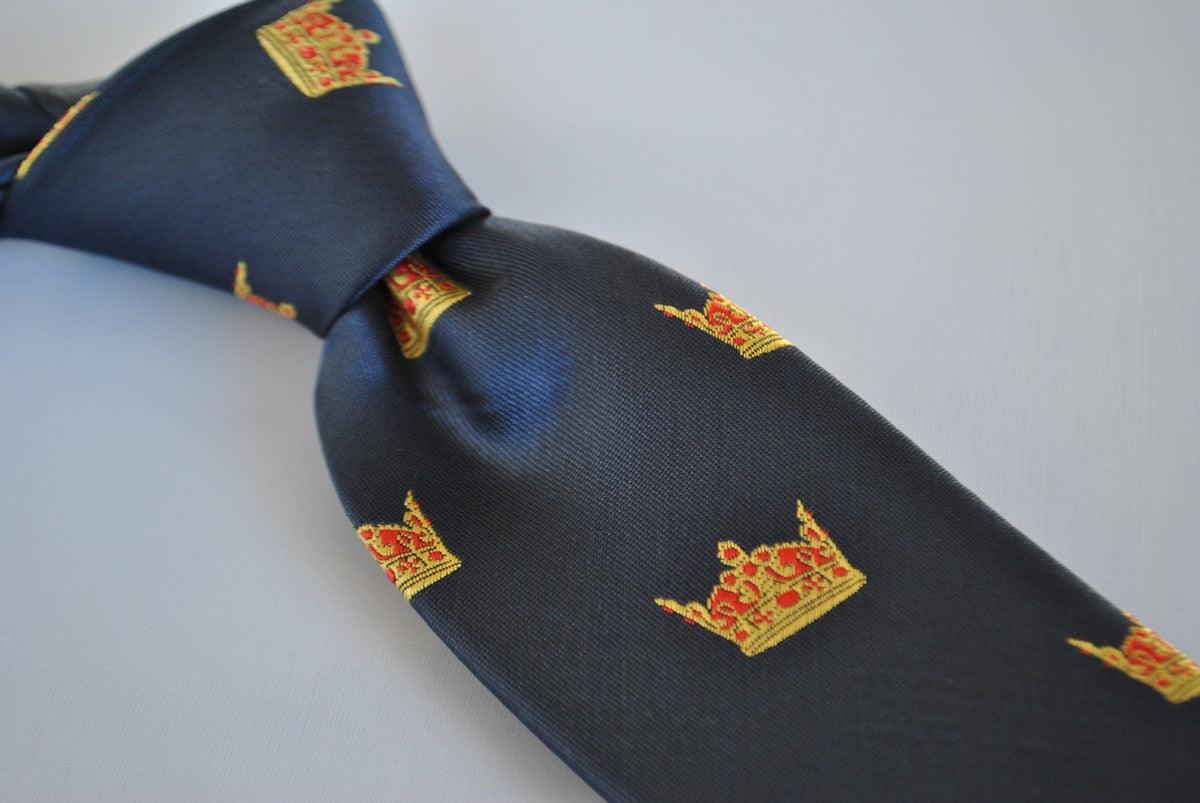 navy tie with crown design - Image 3