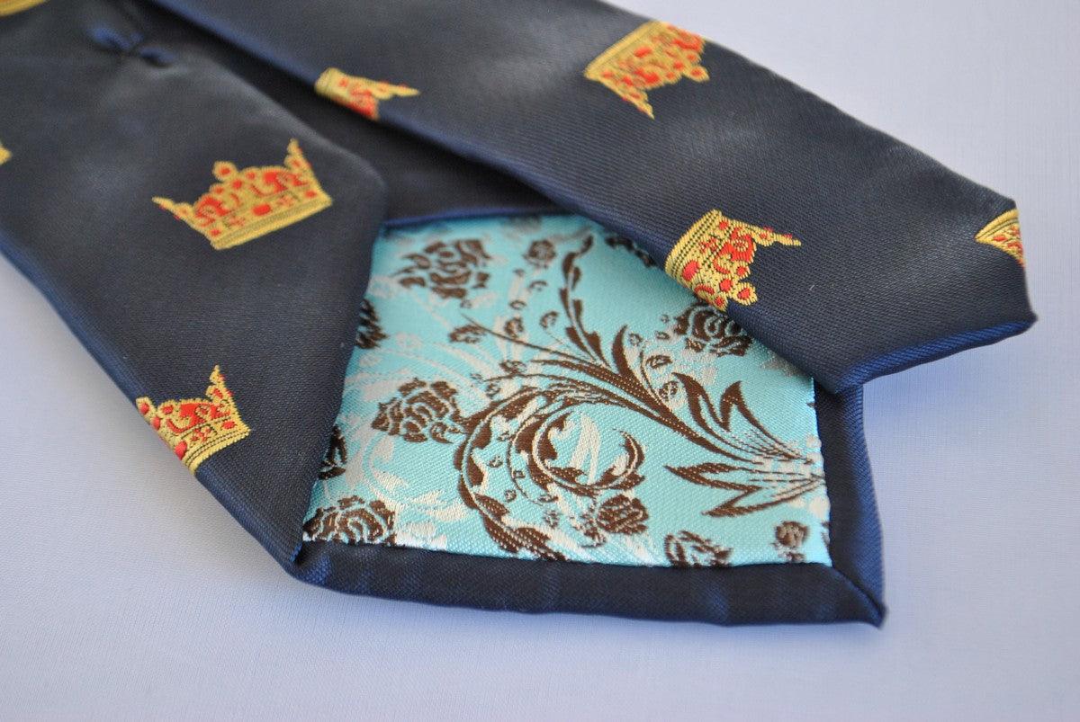 navy tie with crown design - Image 4