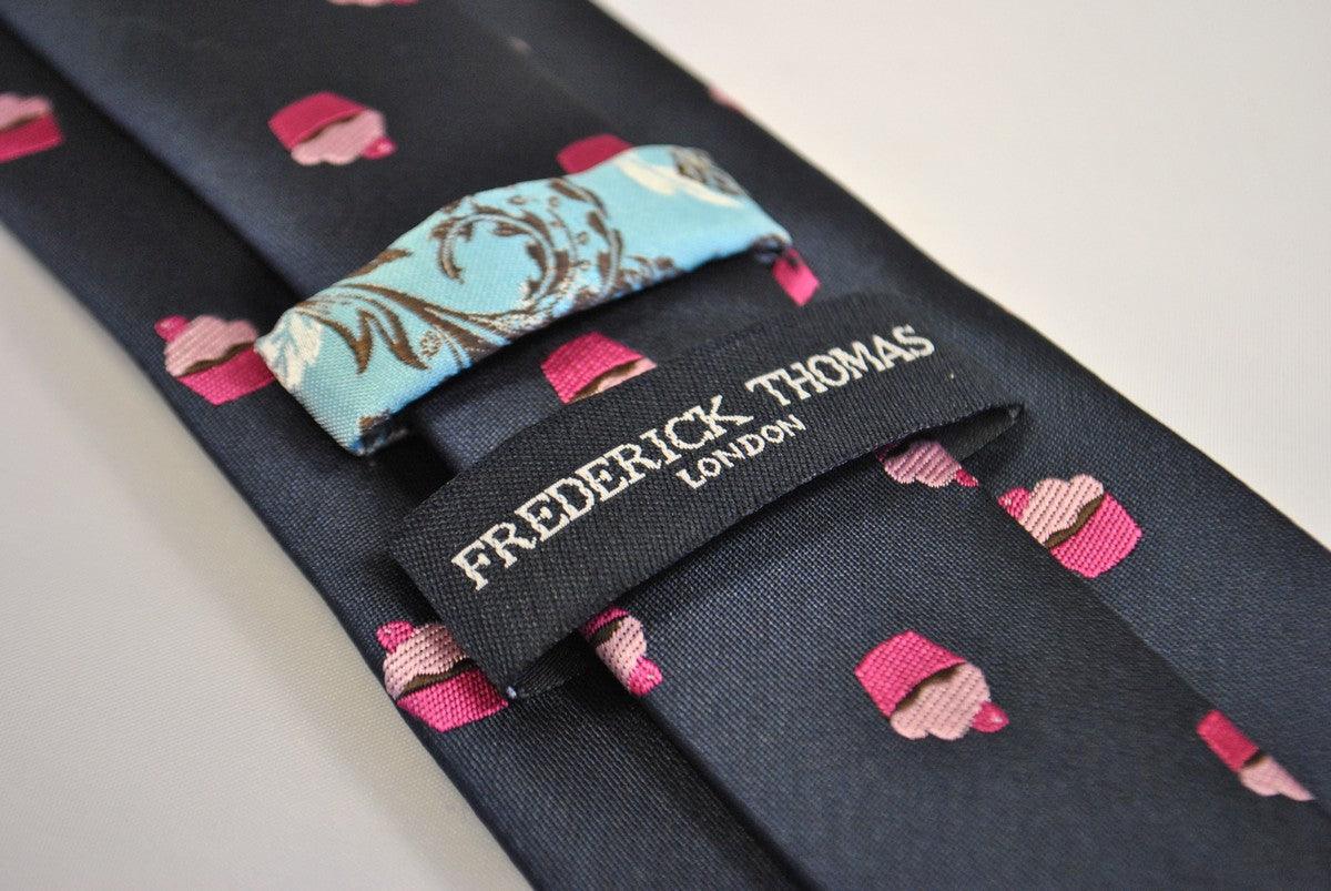 navy tie with cupcake design - Image 5