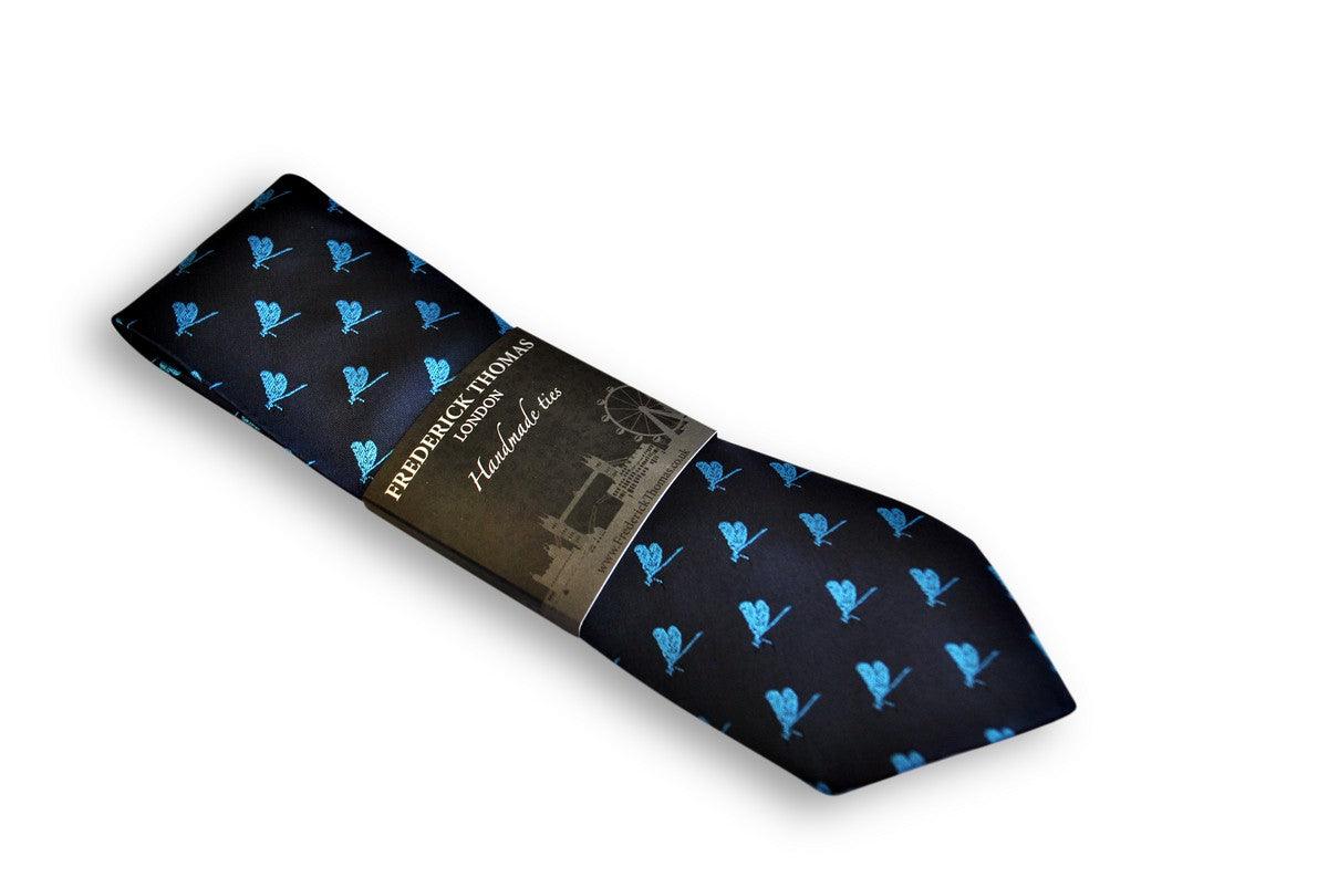 navy tie with dragonfly design - Image 5