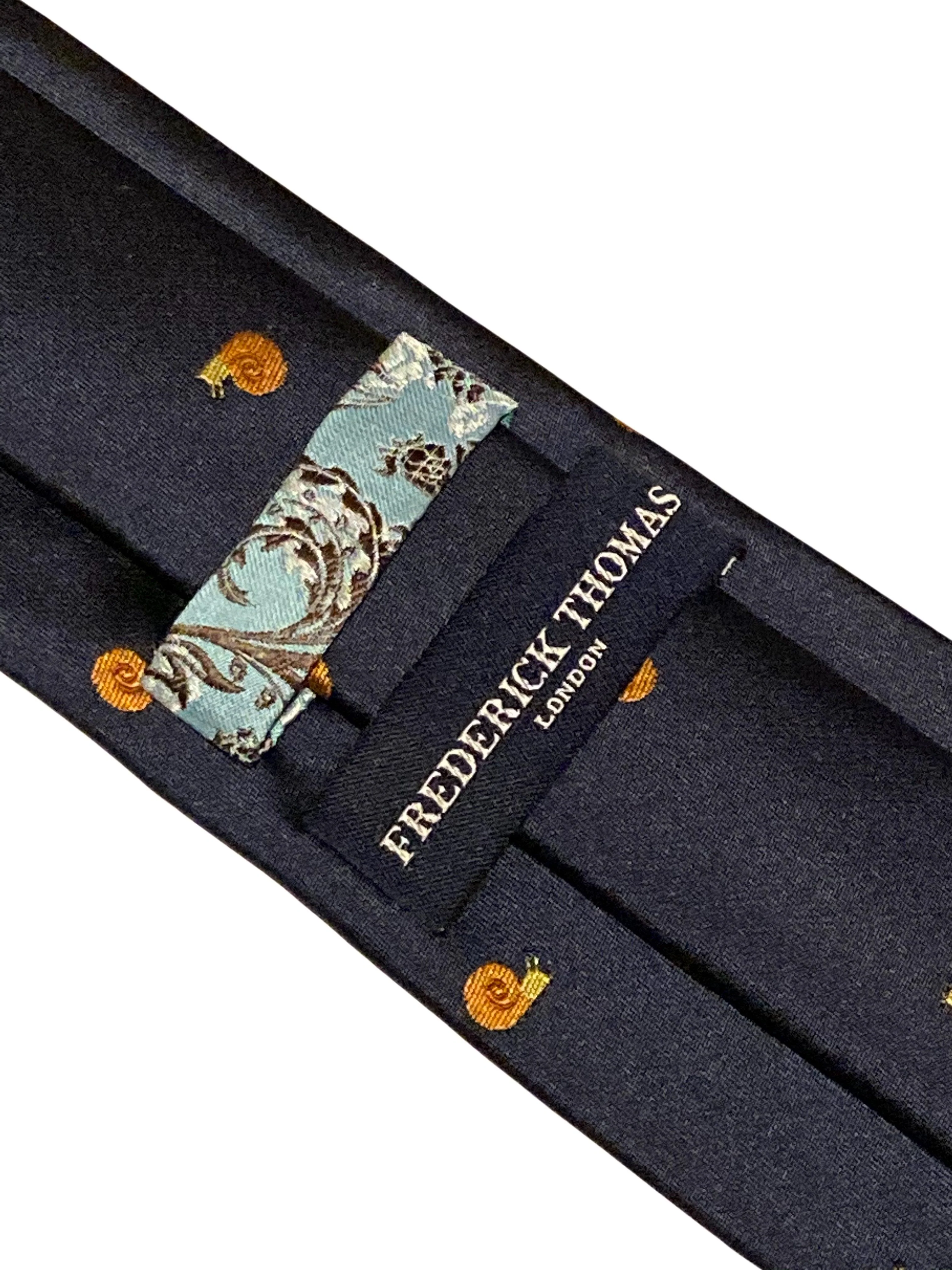 navy tie with embroidered snail design - Image 3