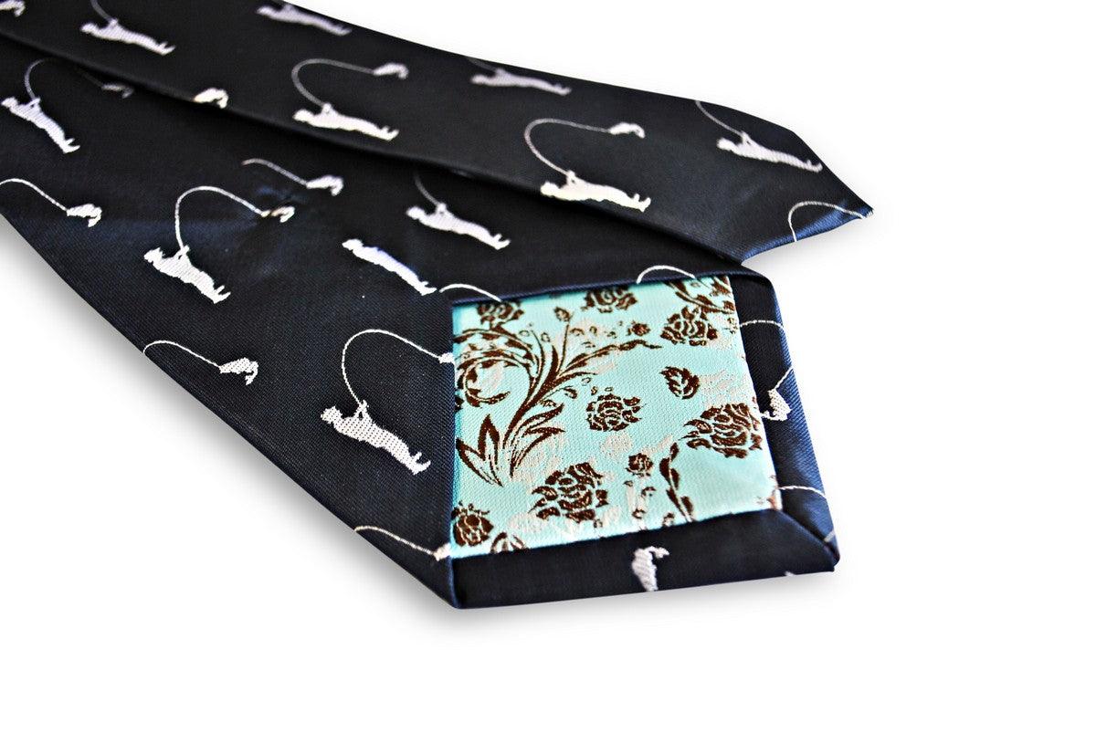 navy tie with fishing design - Image 3