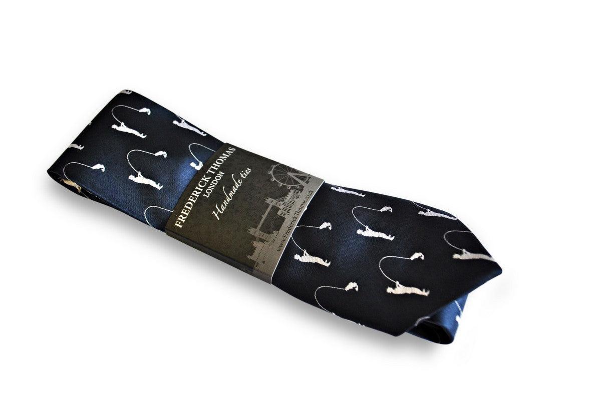 navy tie with fishing design - Image 5