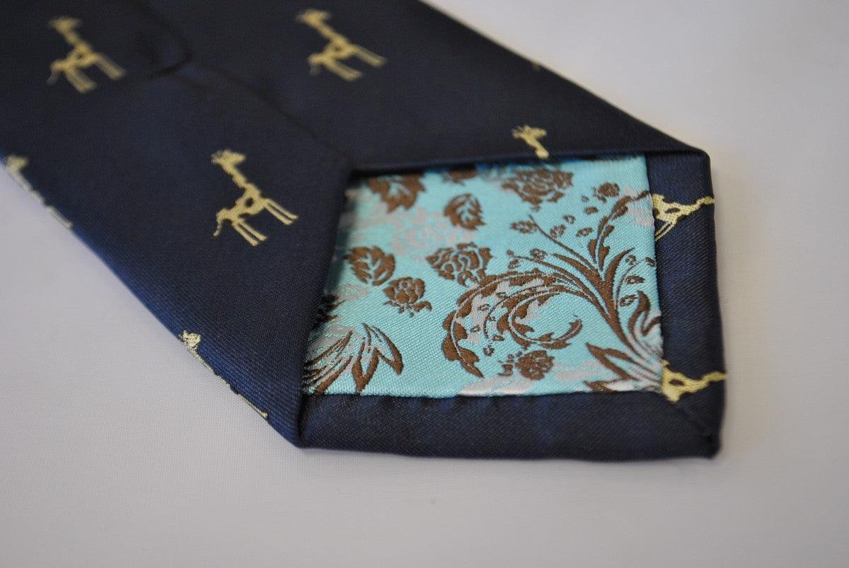 navy tie with giraffe design - Image 3