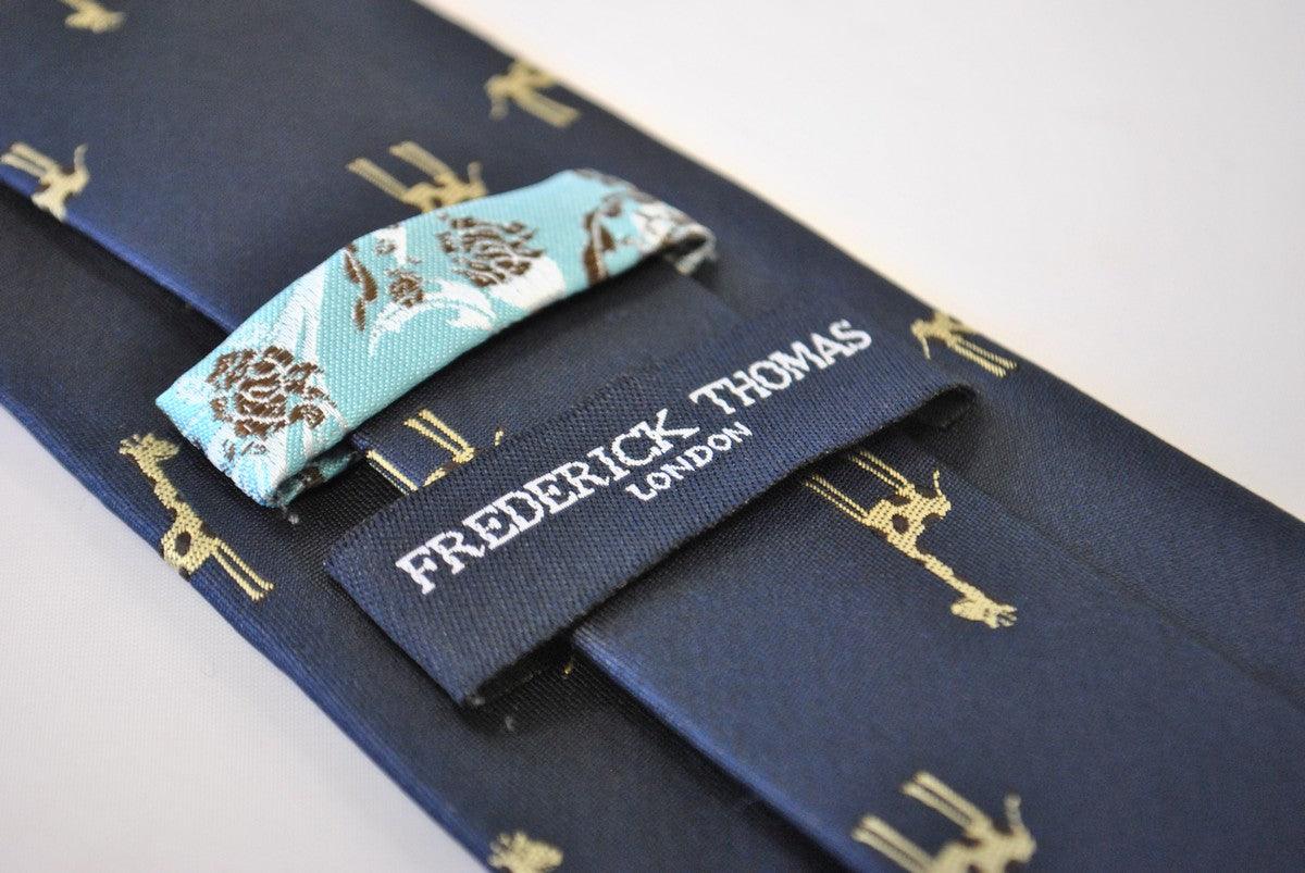navy tie with giraffe design - Image 4
