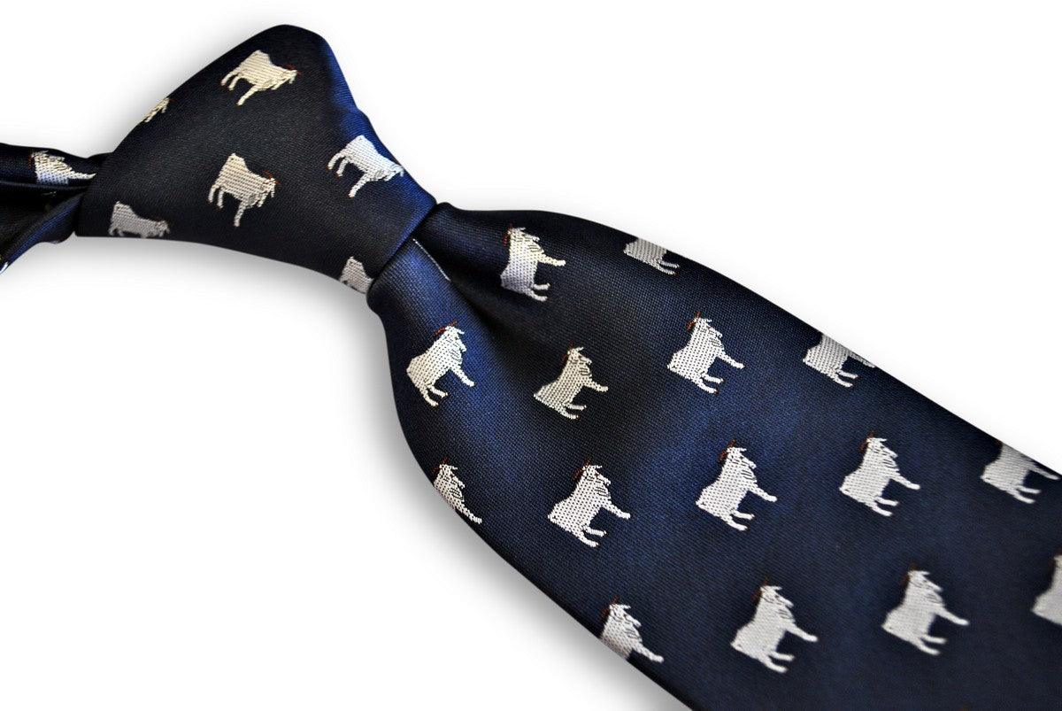 navy tie with goat design - Image 2