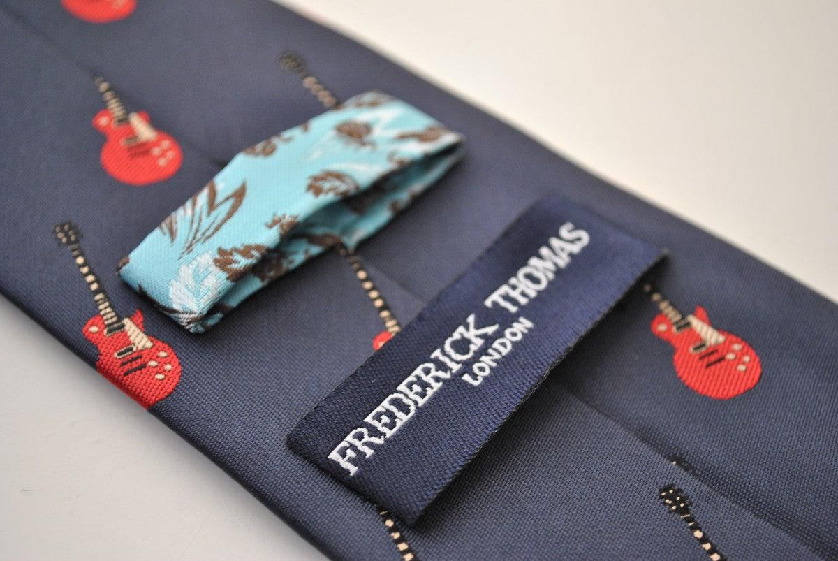 navy tie with electric guitar design - Image 4
