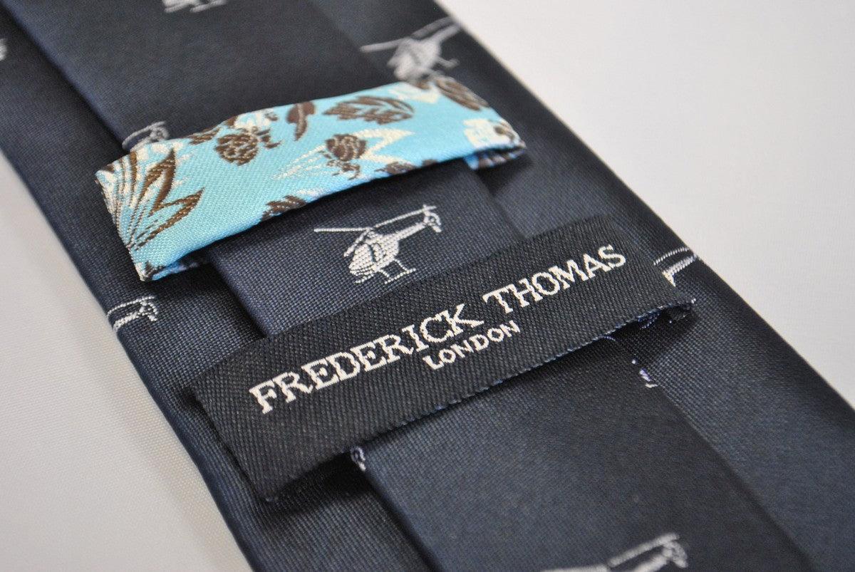 navy tie with helicopter design - Image 4