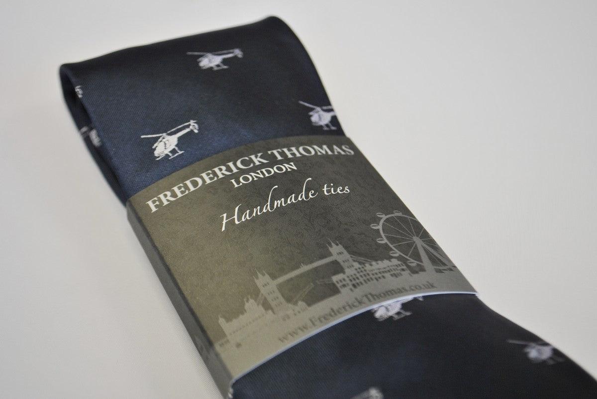 navy tie with helicopter design - Image 5