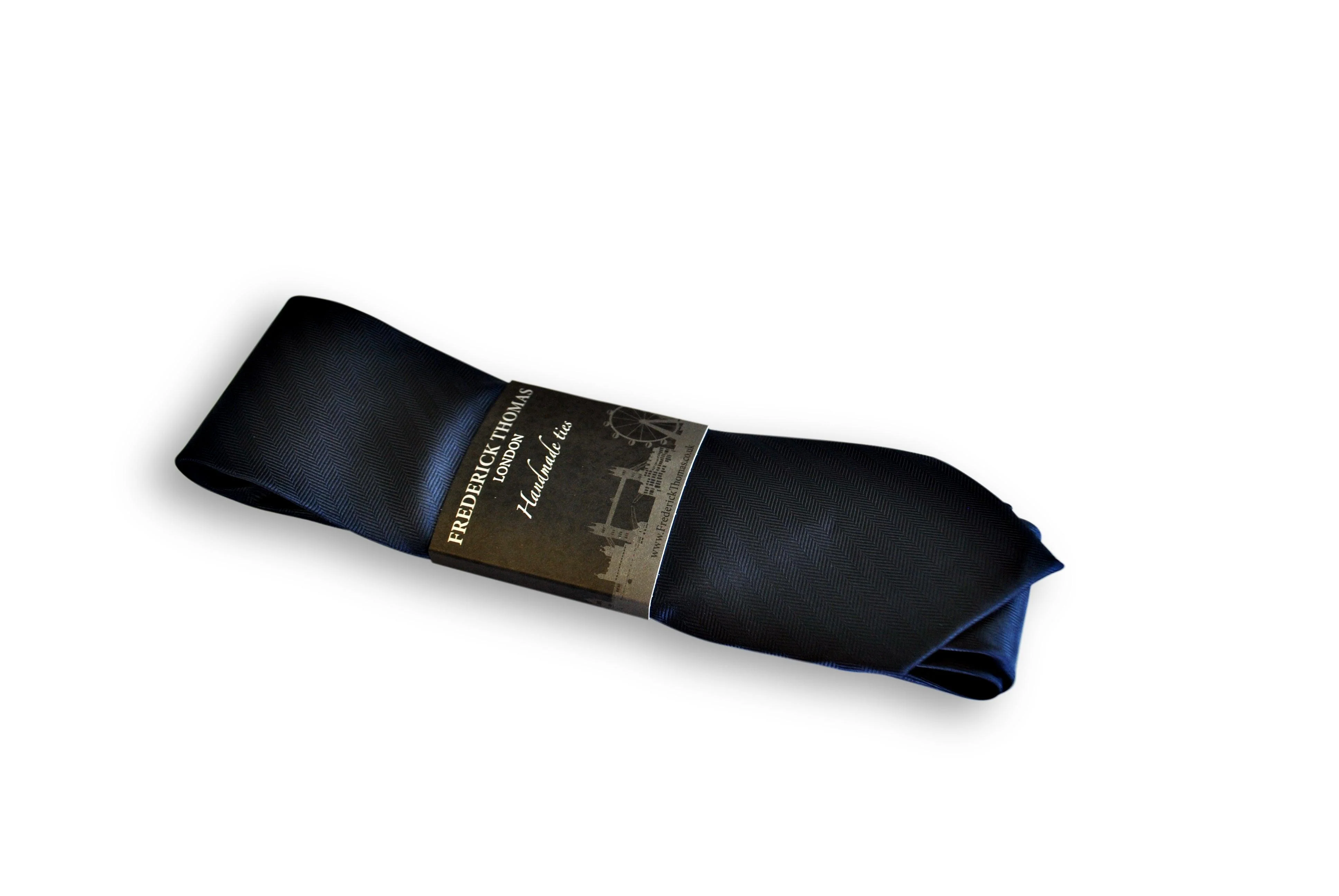 navy tie with herringbone design - Image 3