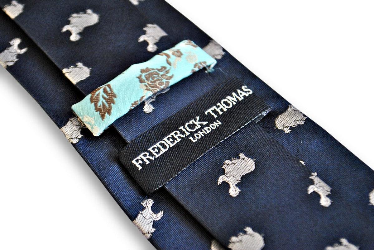 navy tie with hippo design - Image 3