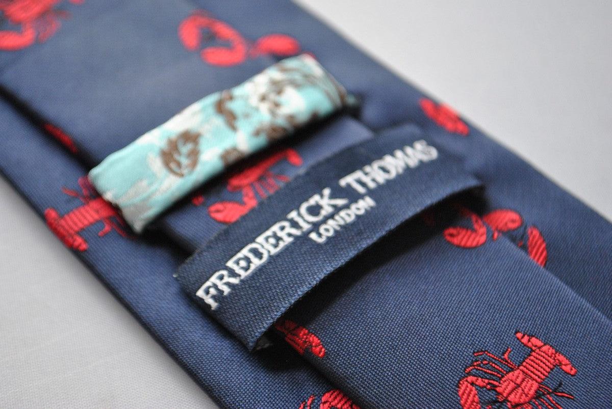navy tie with lobster embroidered design - Image 4