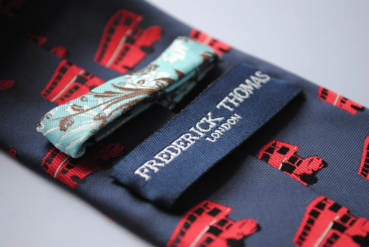 navy tie with london red bus design - Image 4
