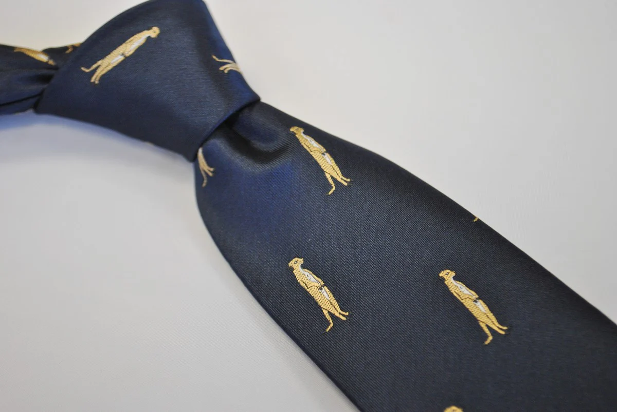 navy tie with meerkat design - Image 2