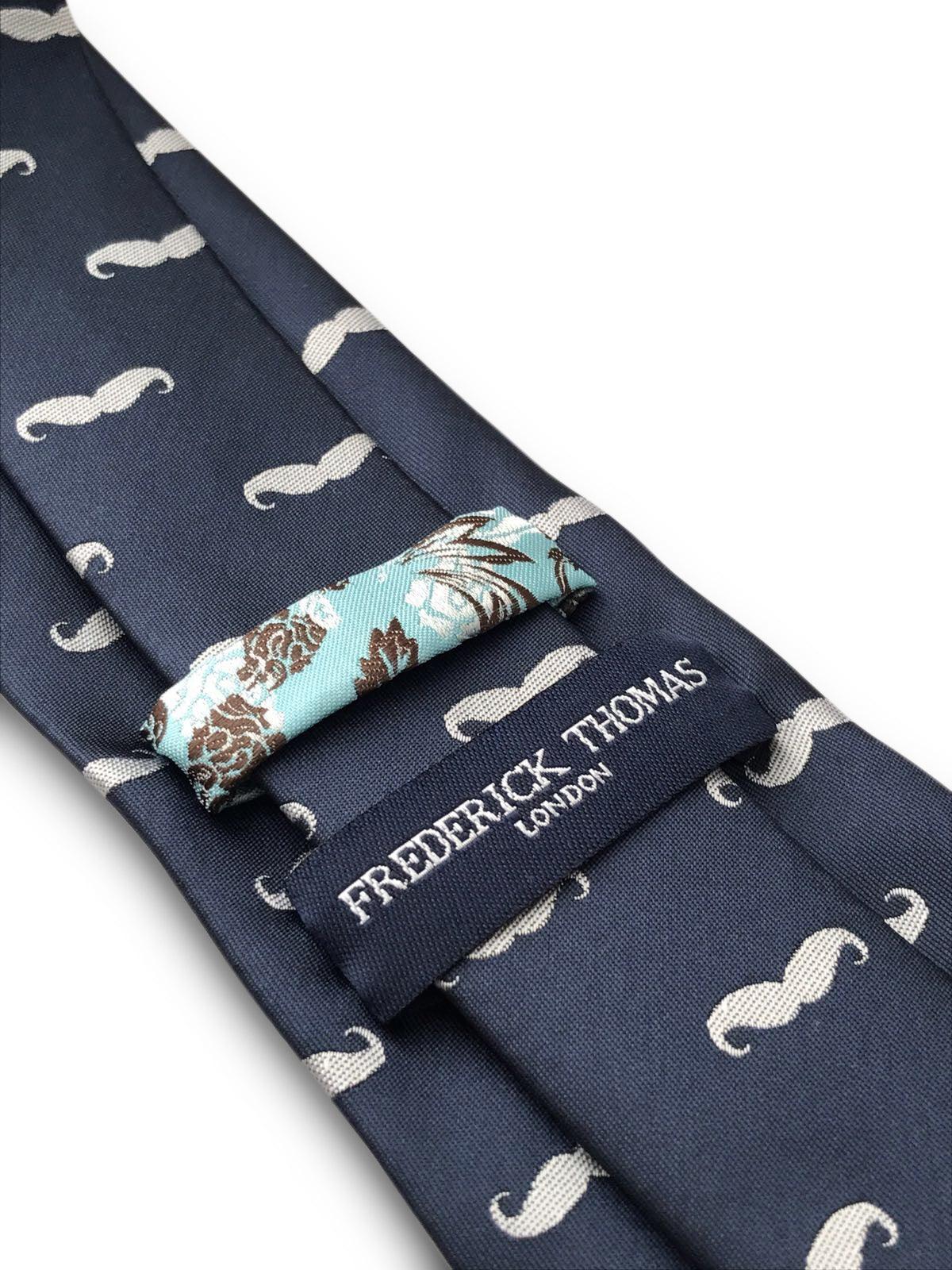 navy tie with moustache design - Image 4