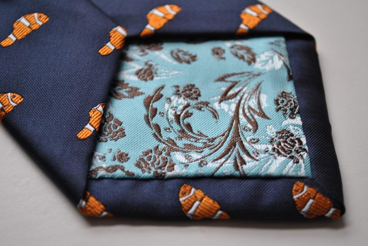 navy tie with clown fish pattern - Image 3