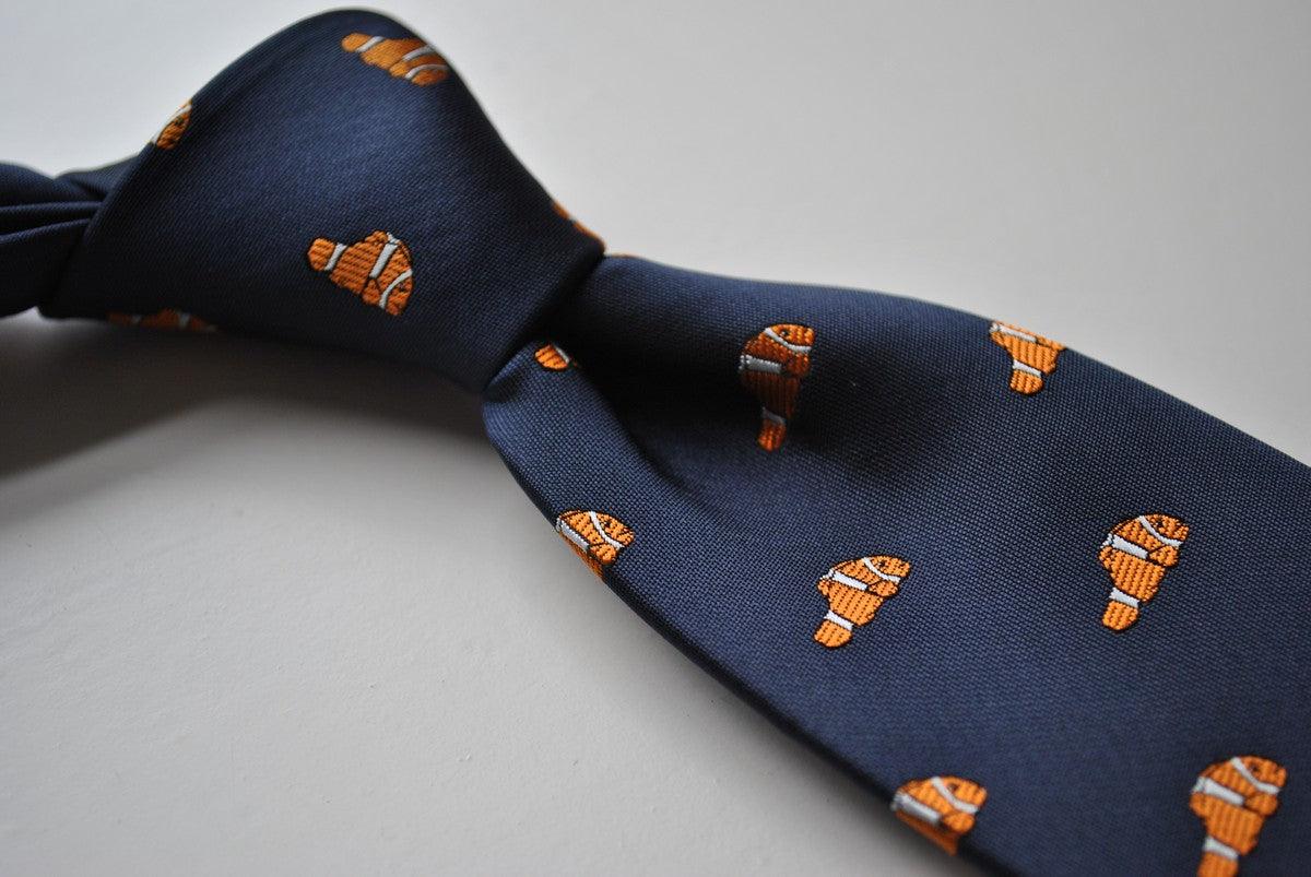 navy tie with clown fish pattern - Image 4