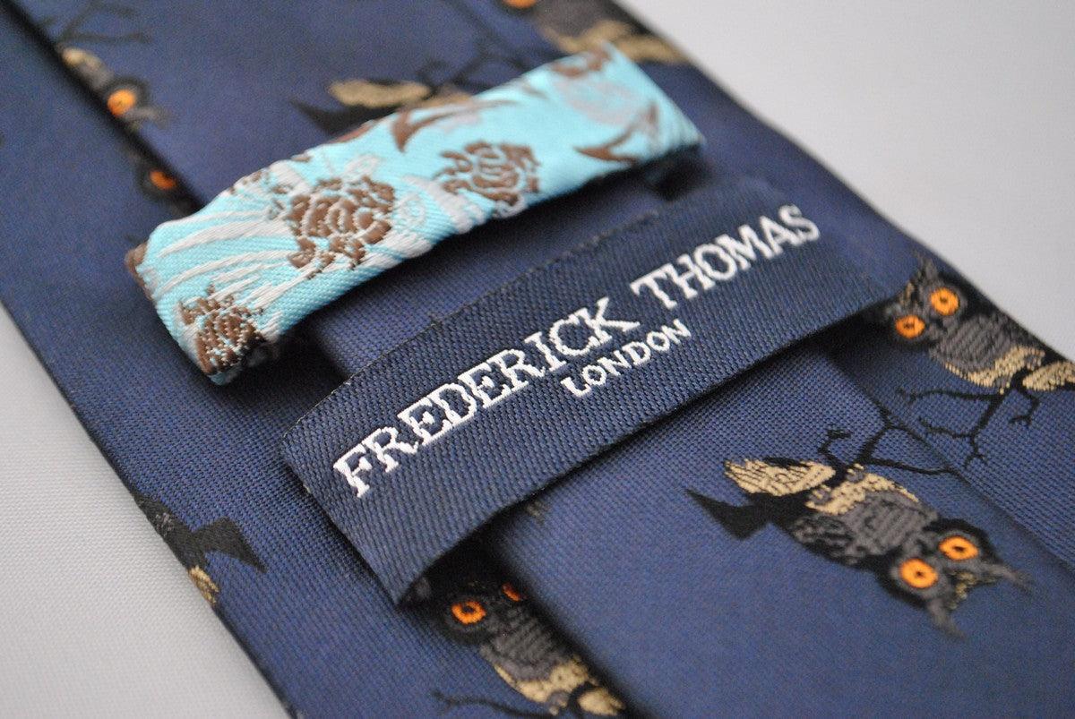navy tie with owl design - Image 3