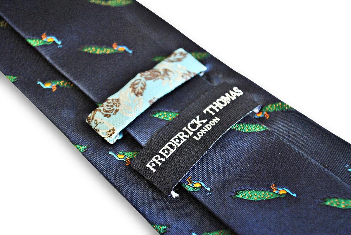 navy tie with peacock design - Image 2