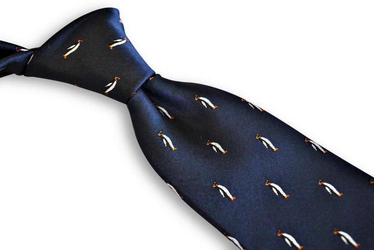 navy tie with penguin design - Image 2