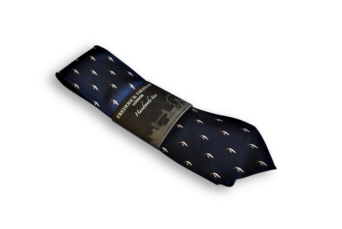 navy tie with penguin design - Image 4