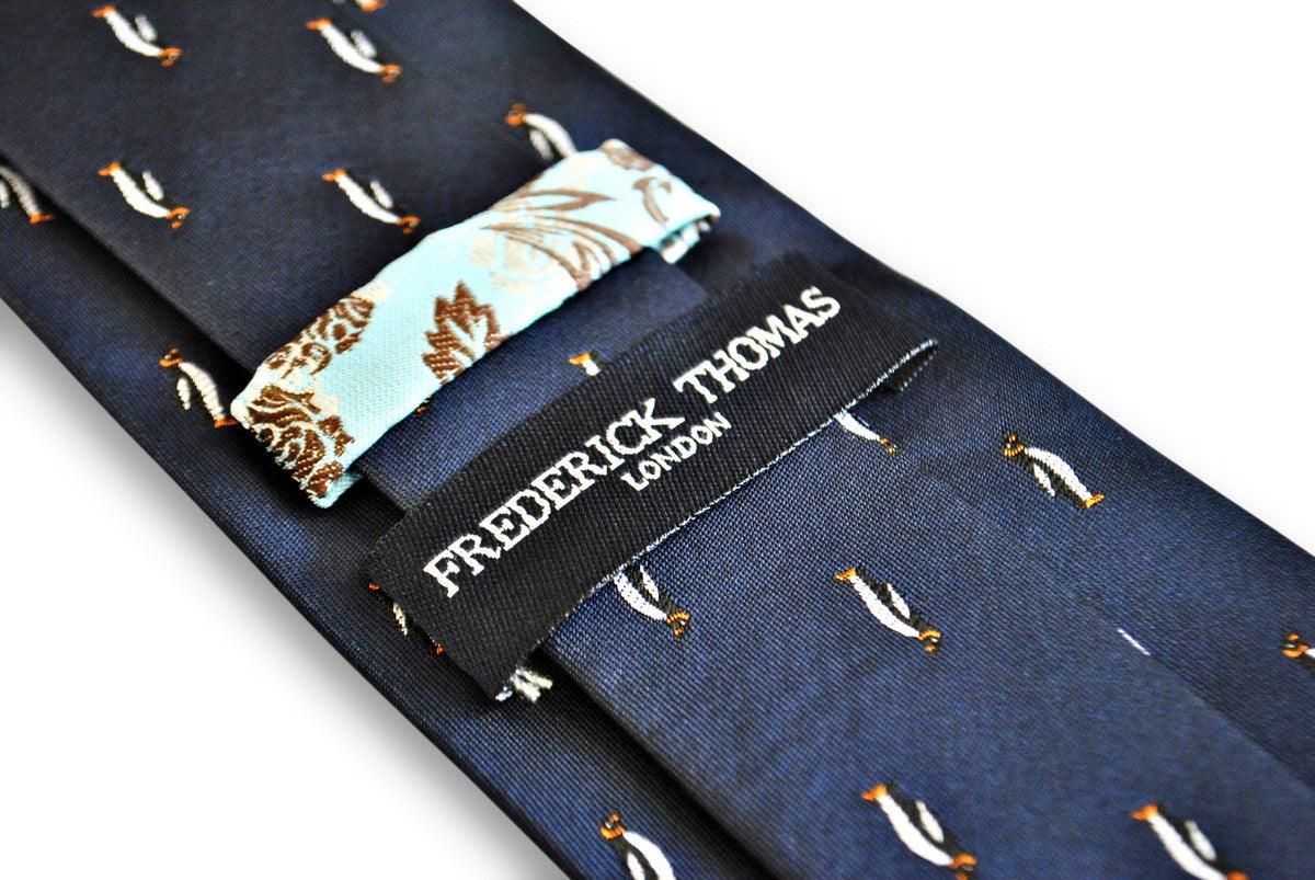 navy tie with penguin design - Image 5