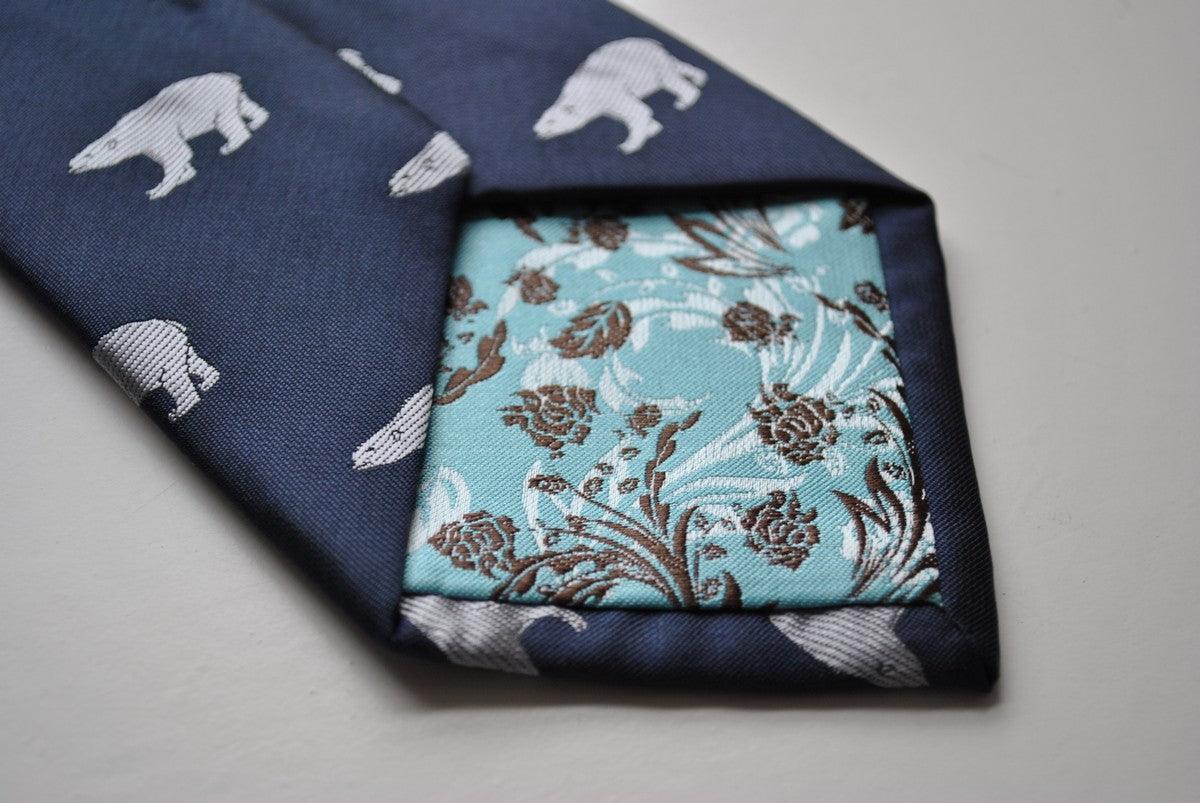 navy blue tie with polar bear print - Image 3