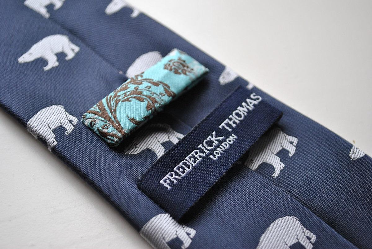 navy blue tie with polar bear print - Image 4
