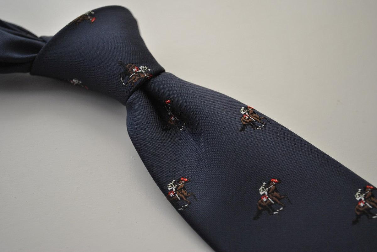 navy tie with horse racing pattern - Image 3