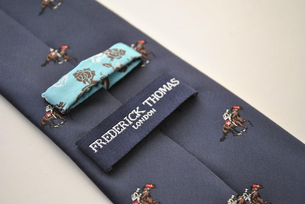 navy tie with horse racing pattern - Image 4