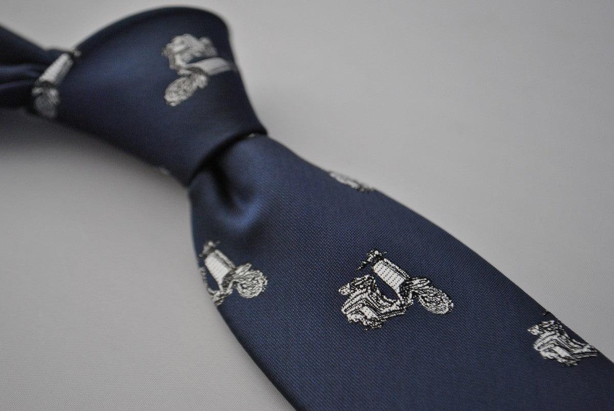 navy tie with scooter design - Image 3