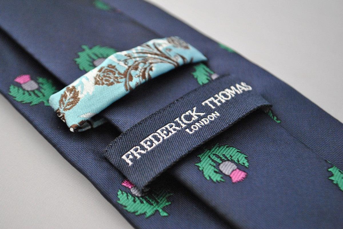 navy tie with scottish thistle design - Image 2