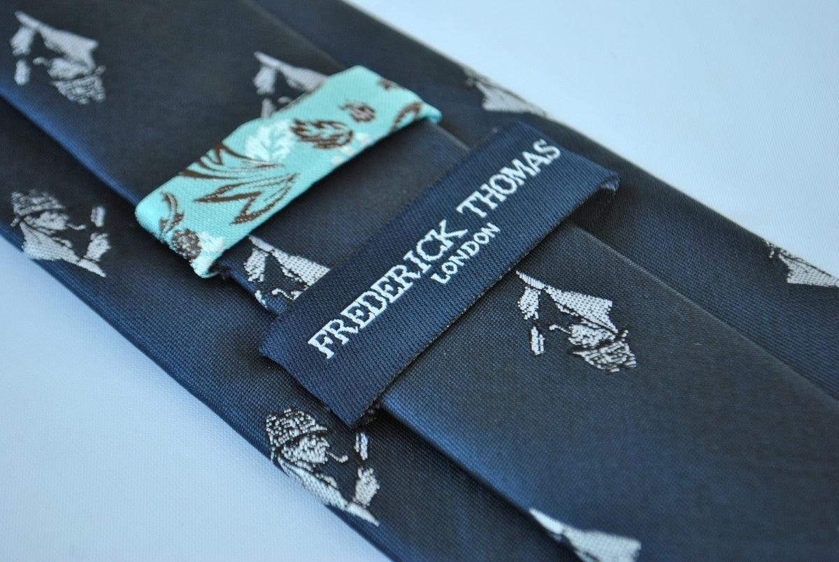 navy tie with sherlock holmes design - Image 2