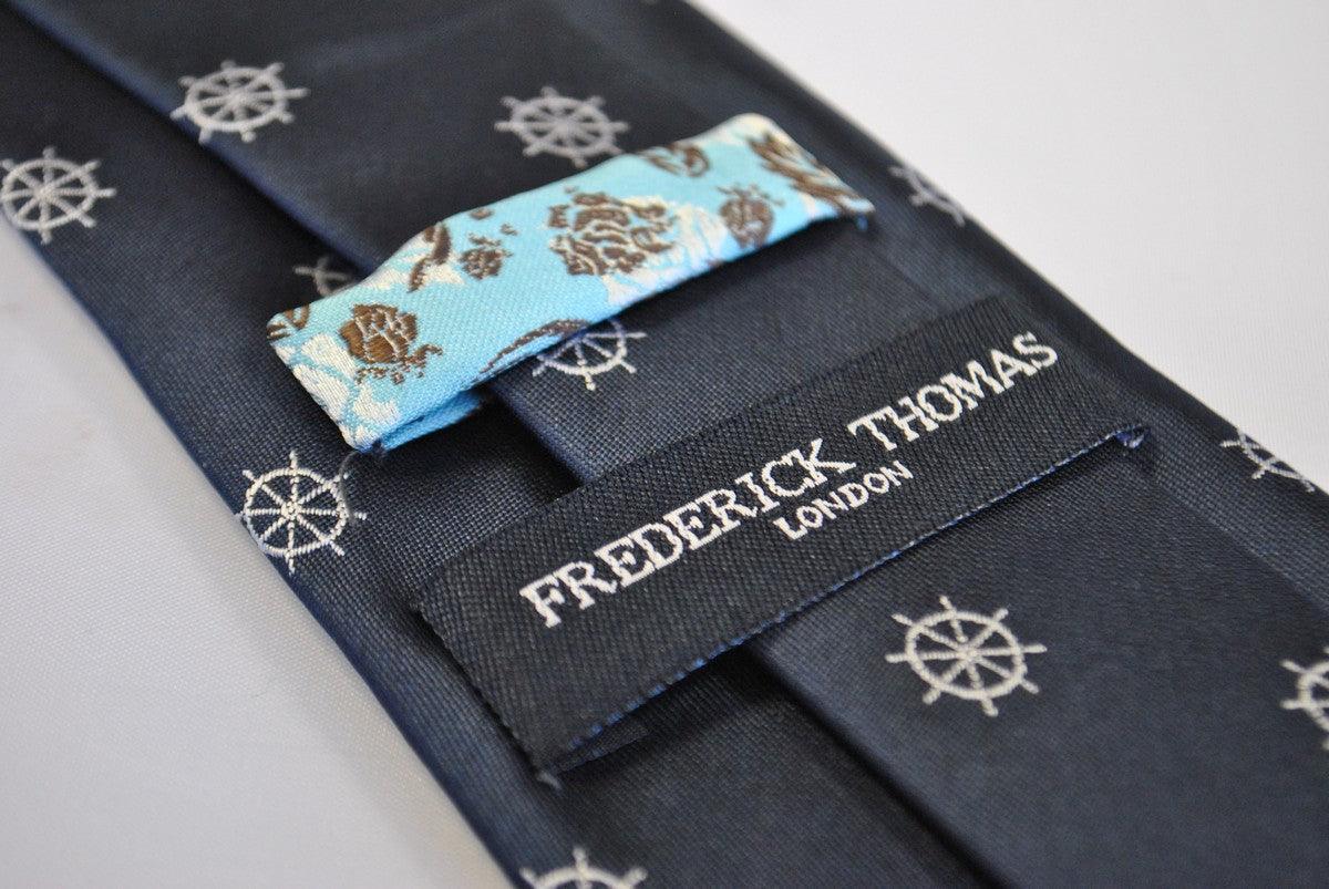 navy tie with ship wheel design - Image 4