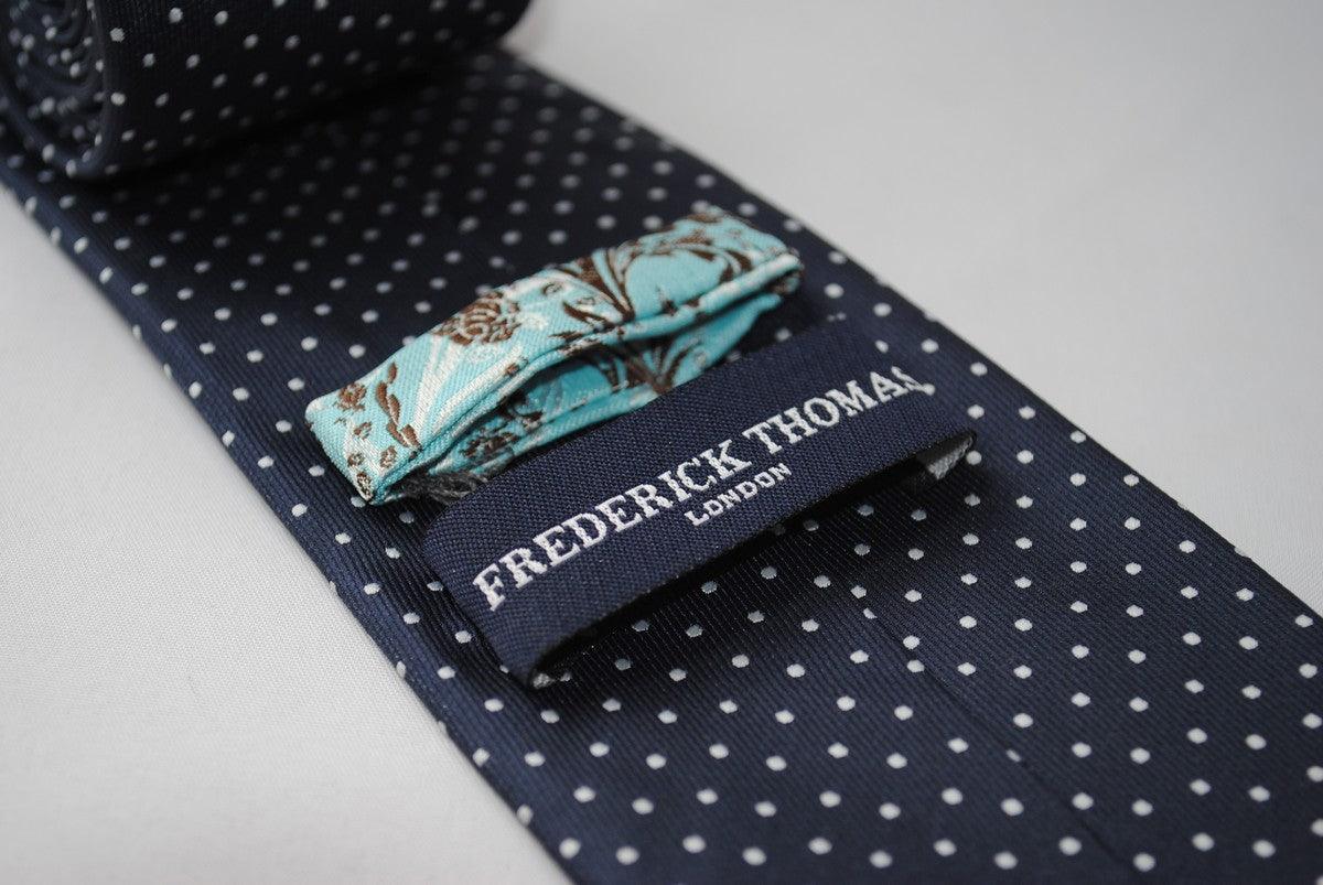 navy tie with small white polka dots - Image 3