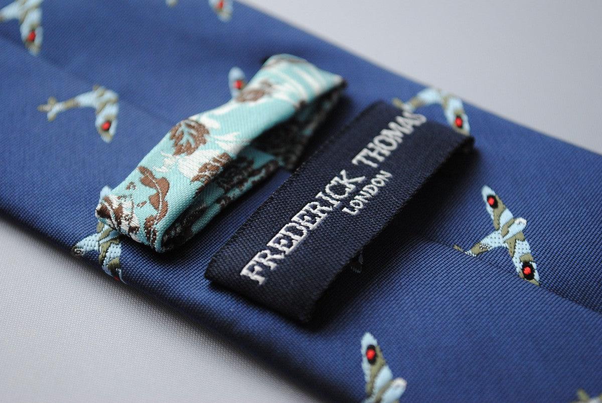 navy tie with spitfire plane pattern - Image 3