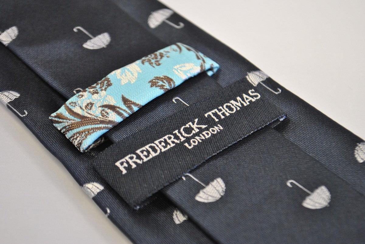 navy tie with umbrella design - Image 4