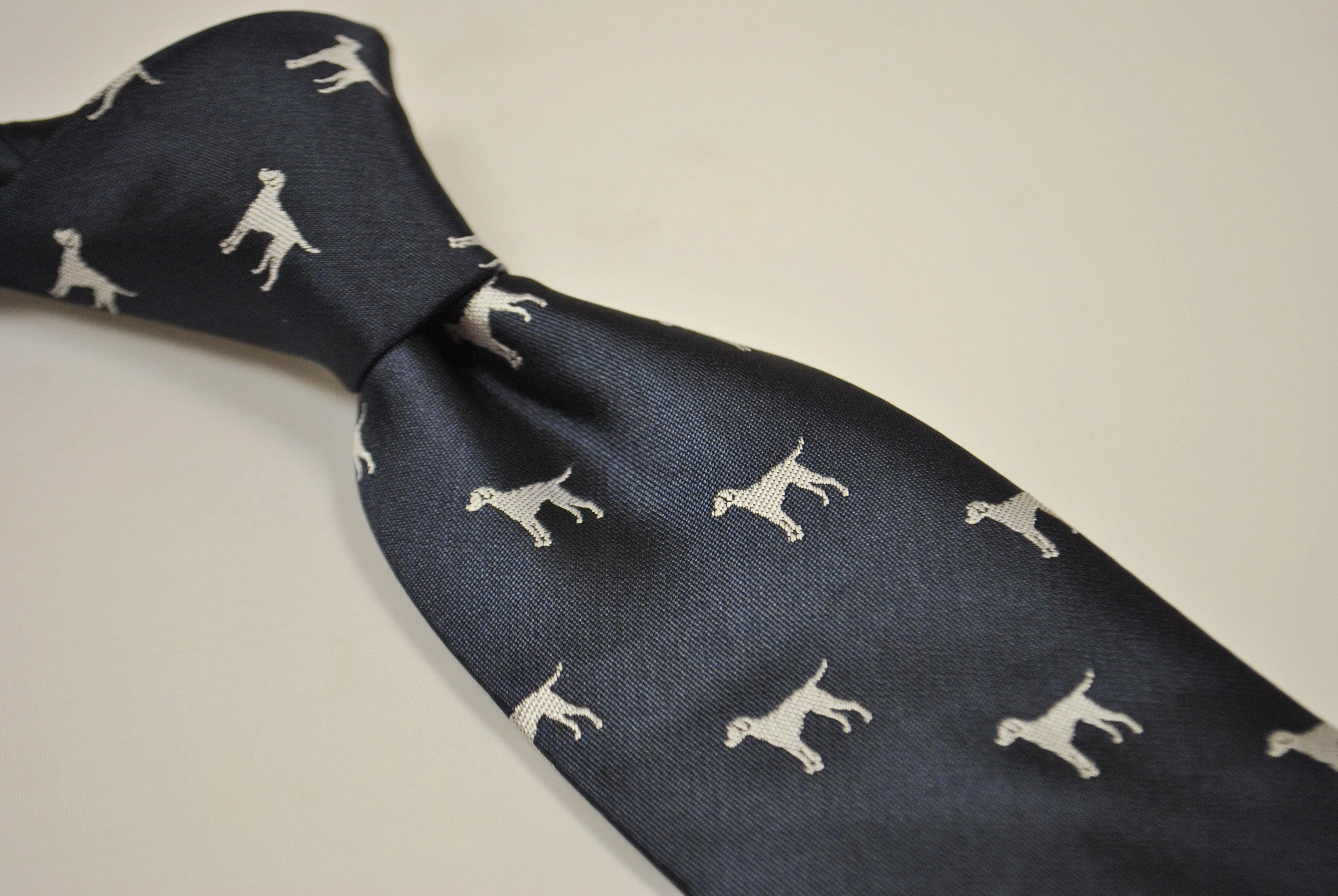 black tie with white dog silhouette design - Image 2