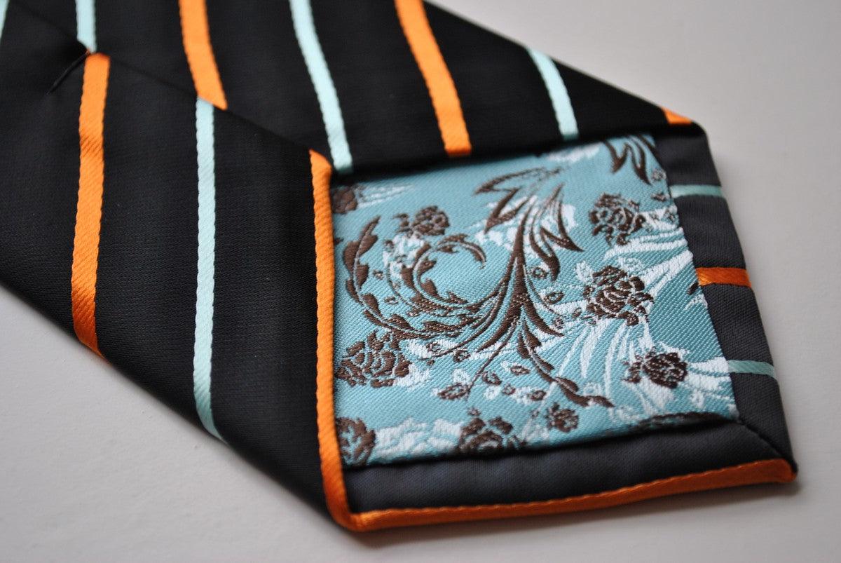 navy with orange and light blue striped tie - Image 3