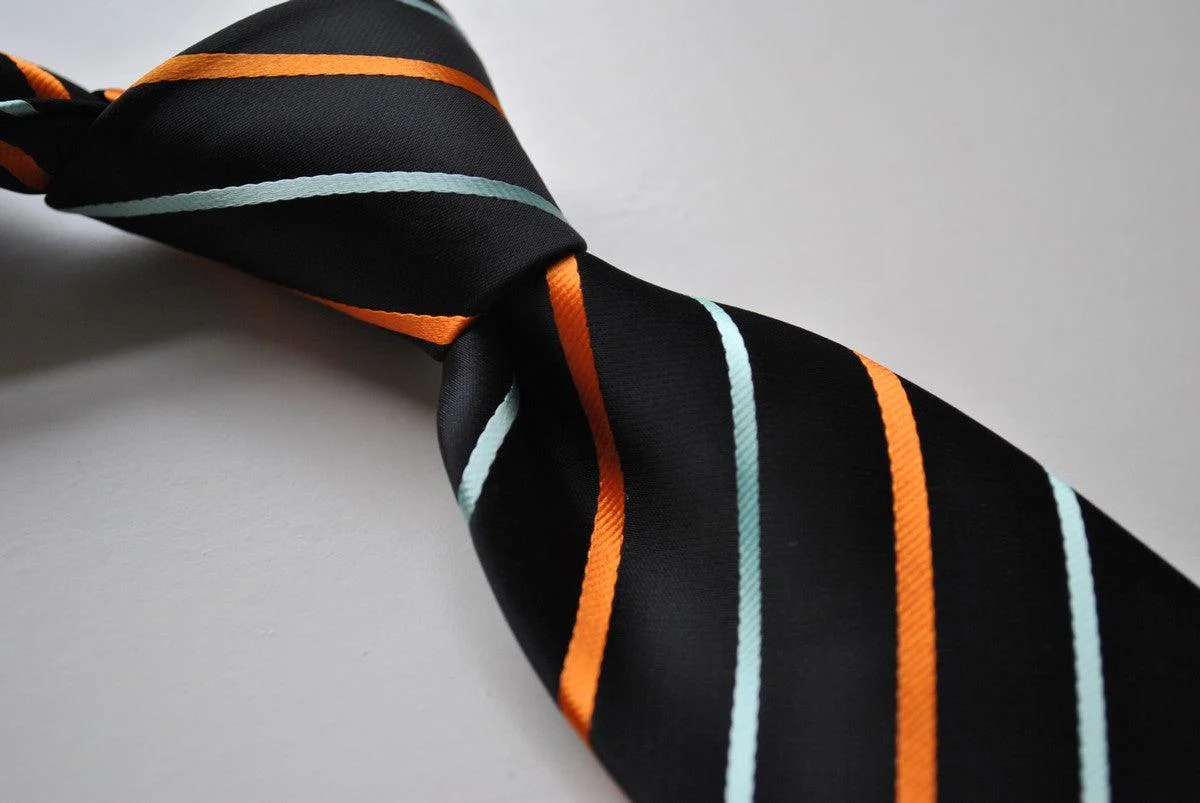 navy with orange and light blue striped tie - Image 4