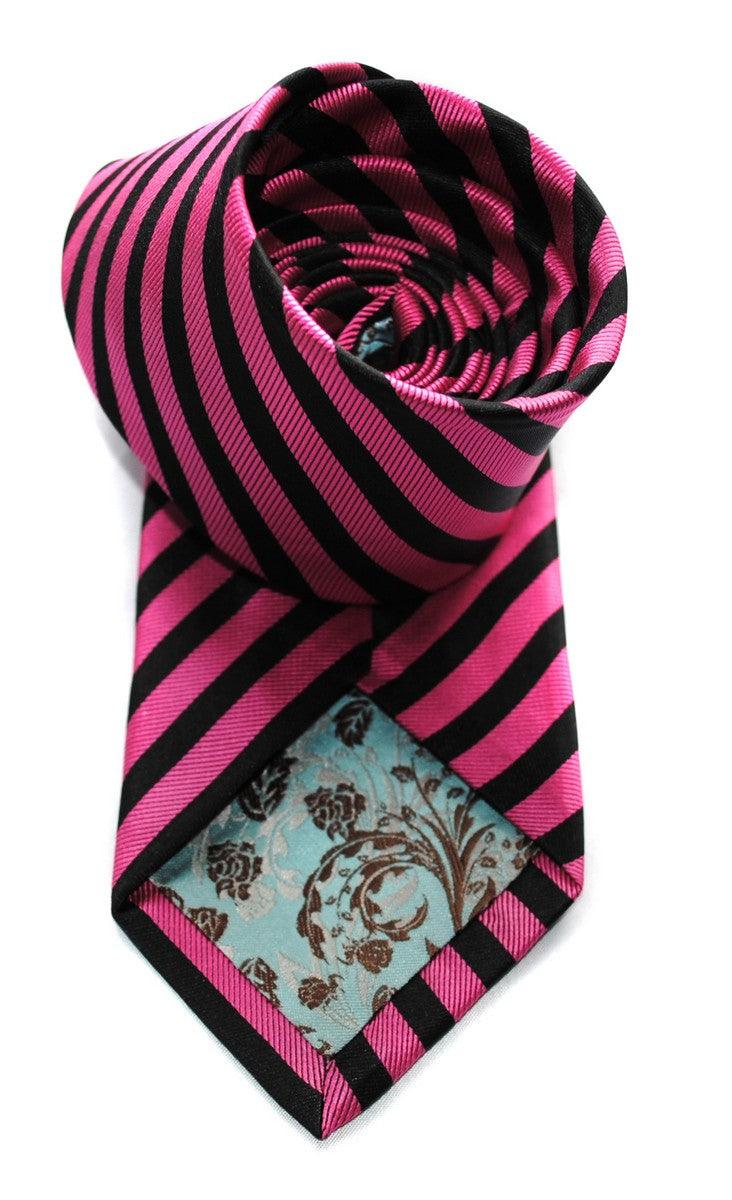 neon pink and black striped tie - Image 3