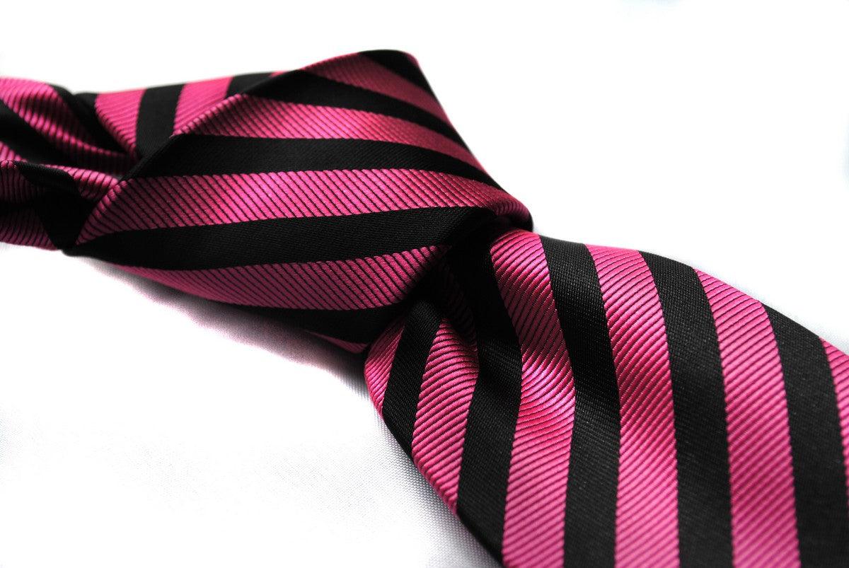 neon pink and black striped tie - Image 4