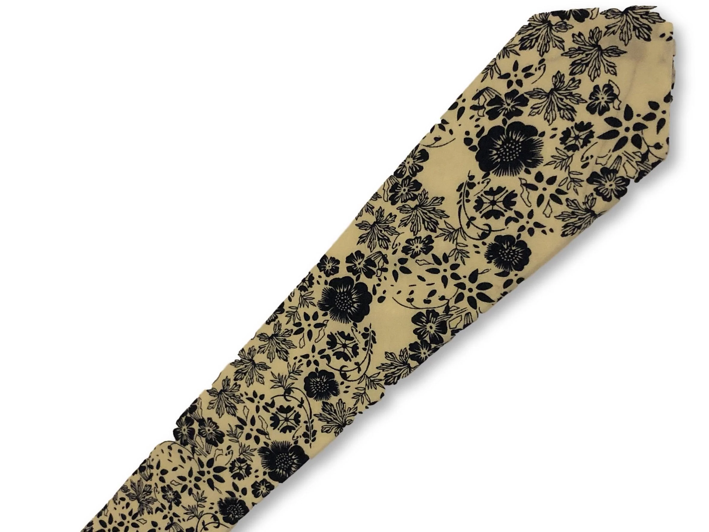 off white cream with blue floral chintz design cotton tie - Image 3