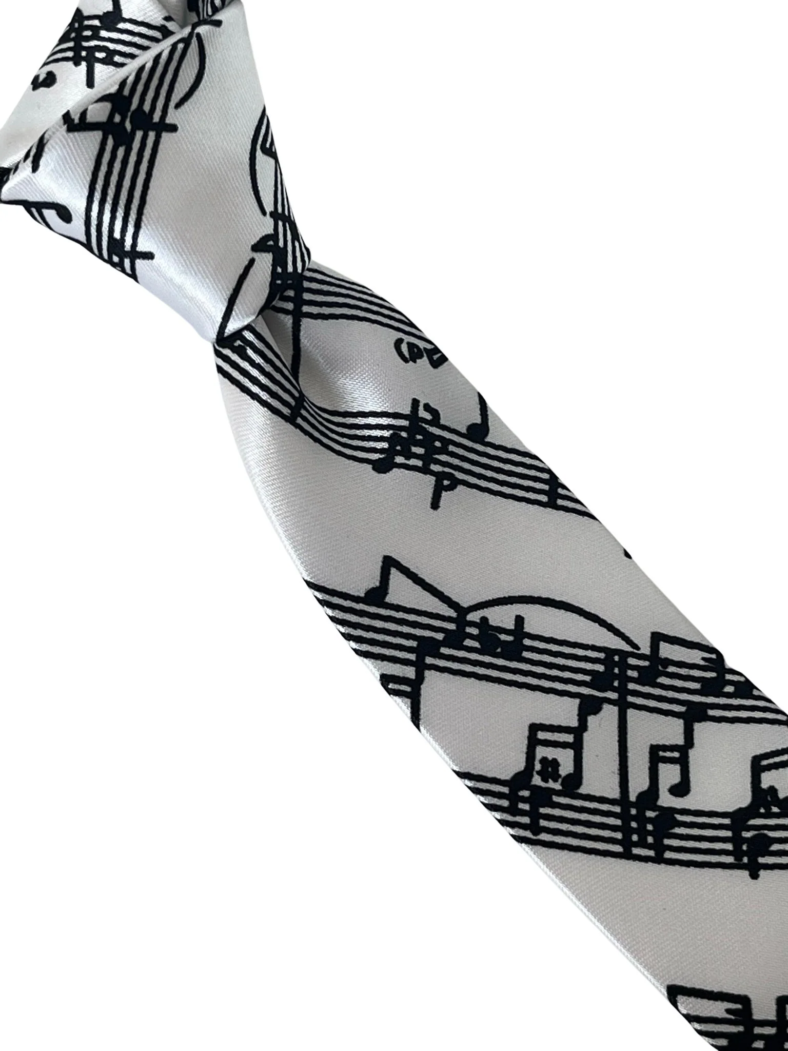 off white ivory tie with music-al note score design - Image 4