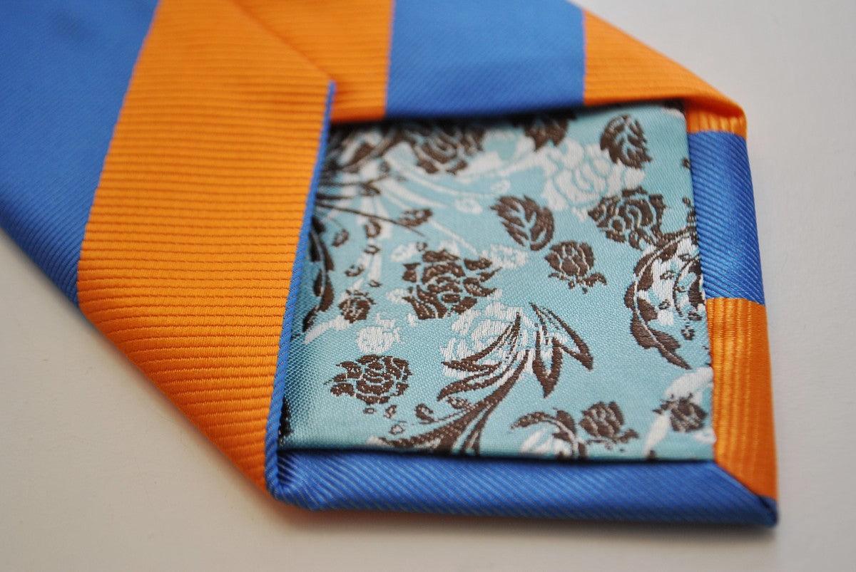 burnt orange and blue barber striped tie - Image 4