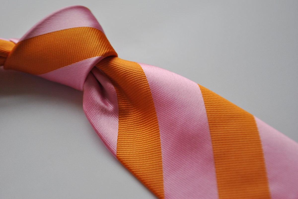 orange and pink barber striped tie - Image 4