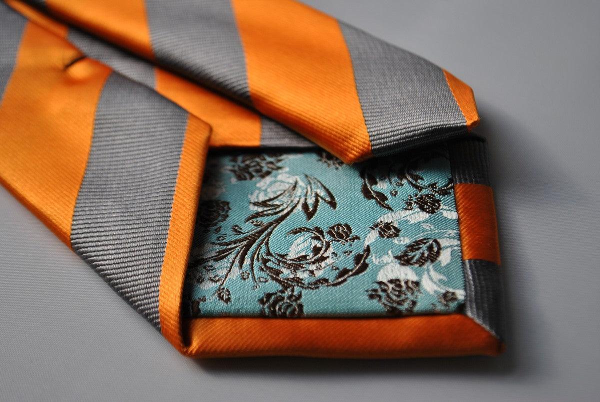 orange and silver barber striped tie - Image 2