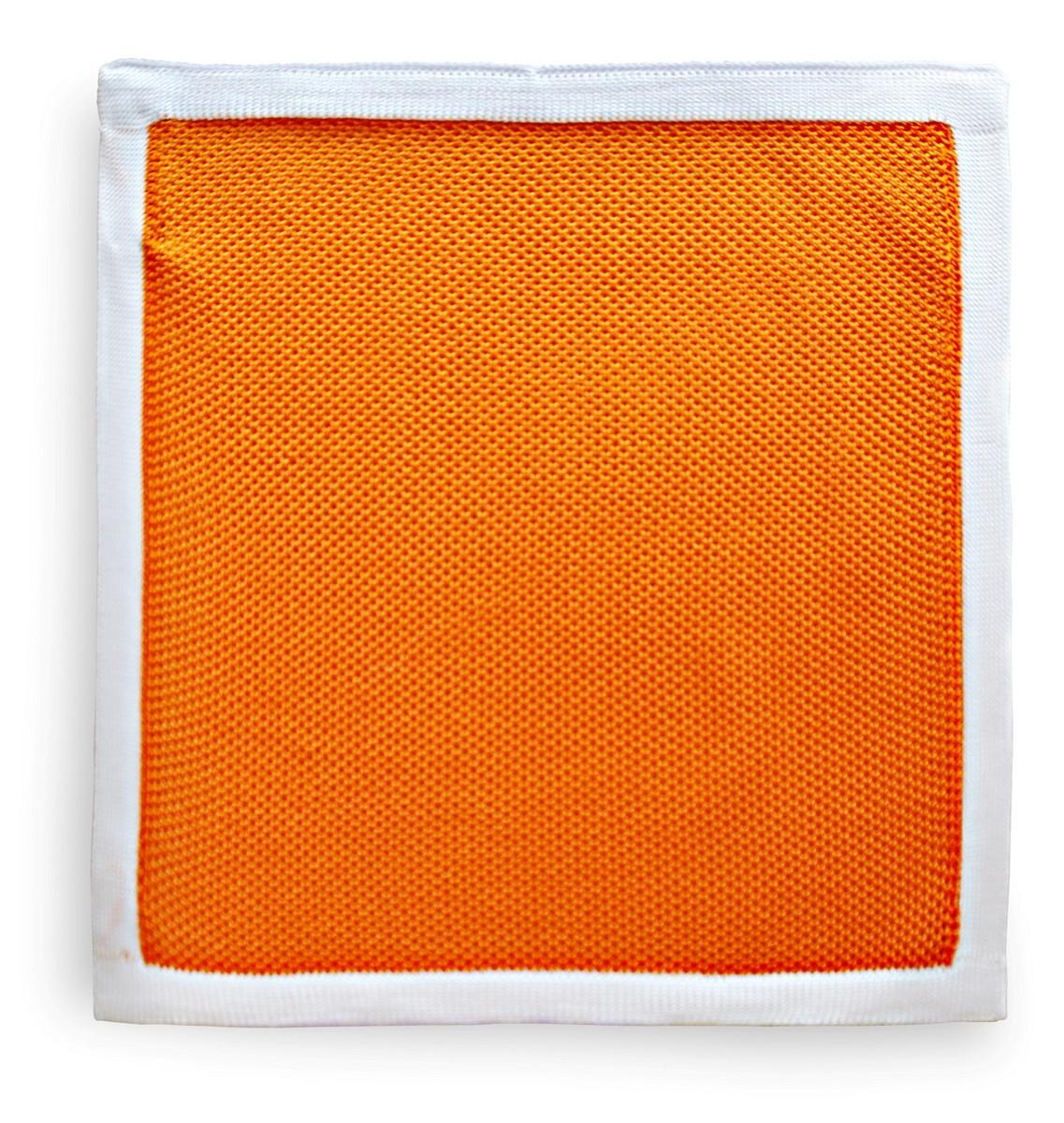 orange knitted pocket square with white edging - Image 4