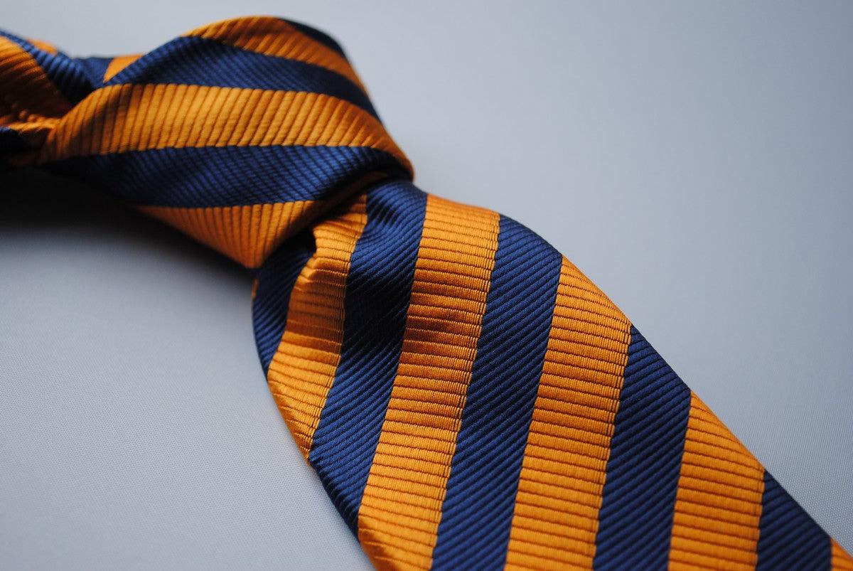 orange & navy blue striped tie - Image 3